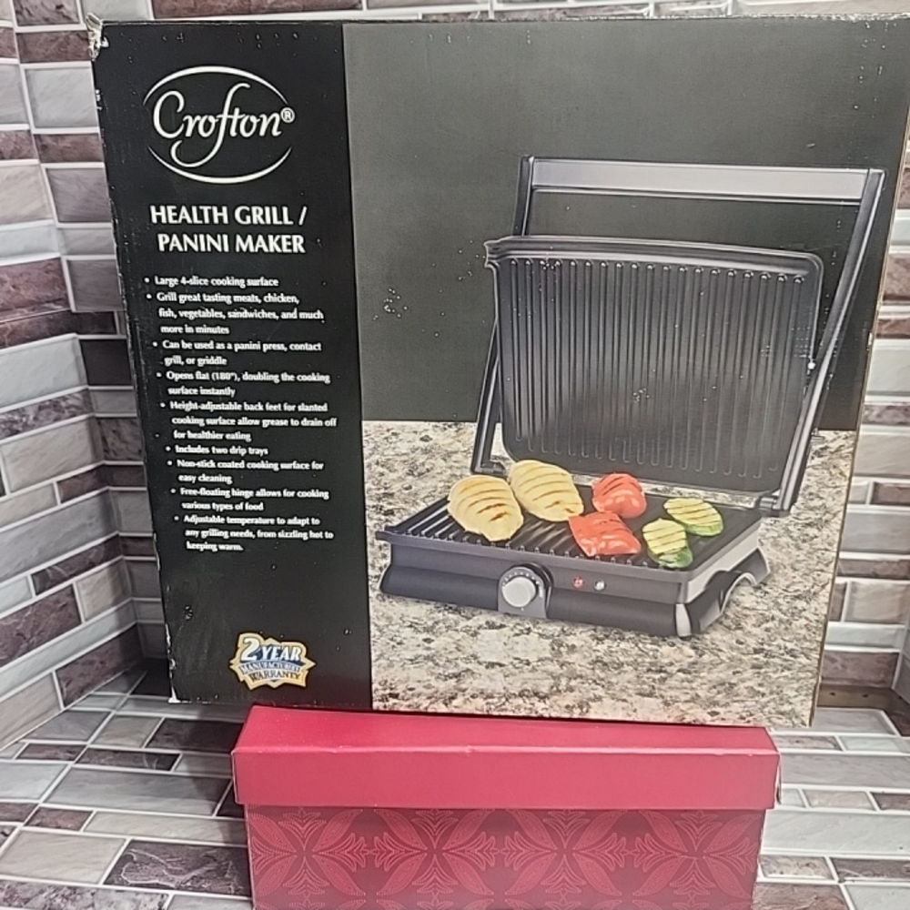 Large CROFTON Health Grill / Panini Maker  Stainless w/Box